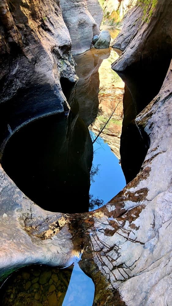 water holes in a narrow canyon