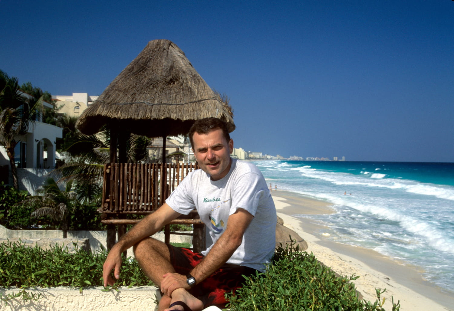 person in front of a beach