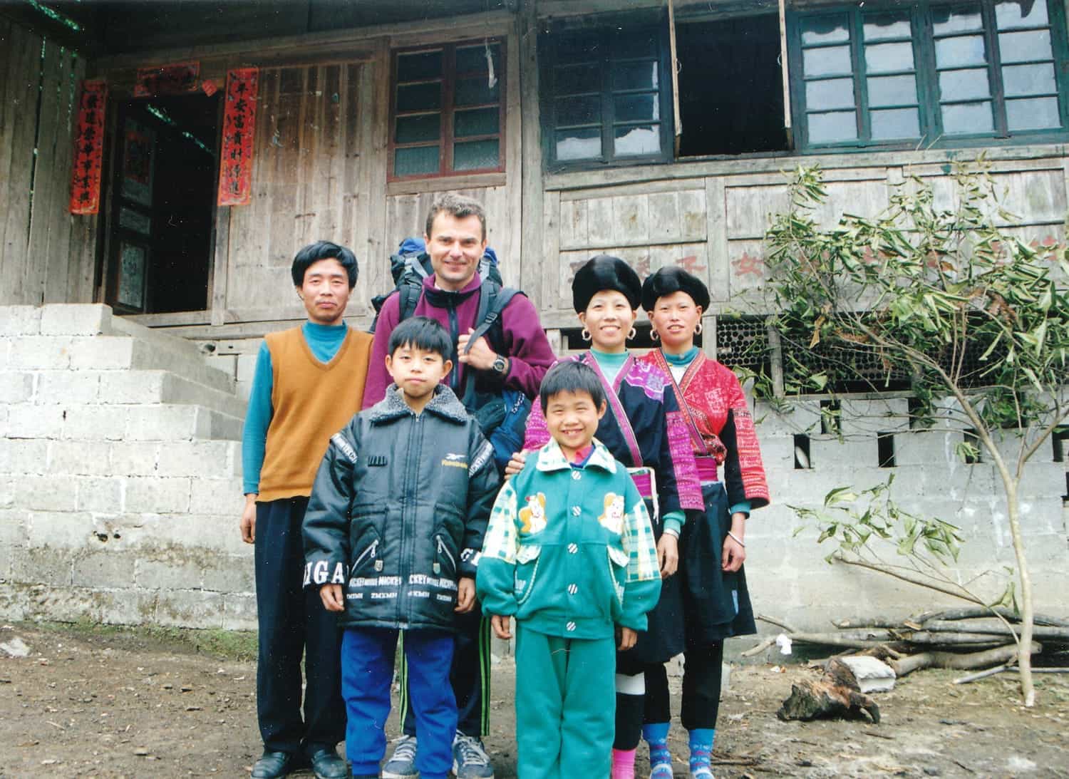 backpacker with a rural family