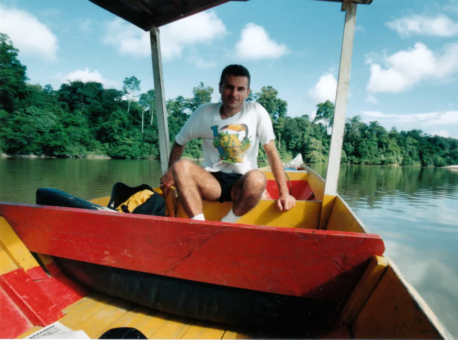 a person on a river boat