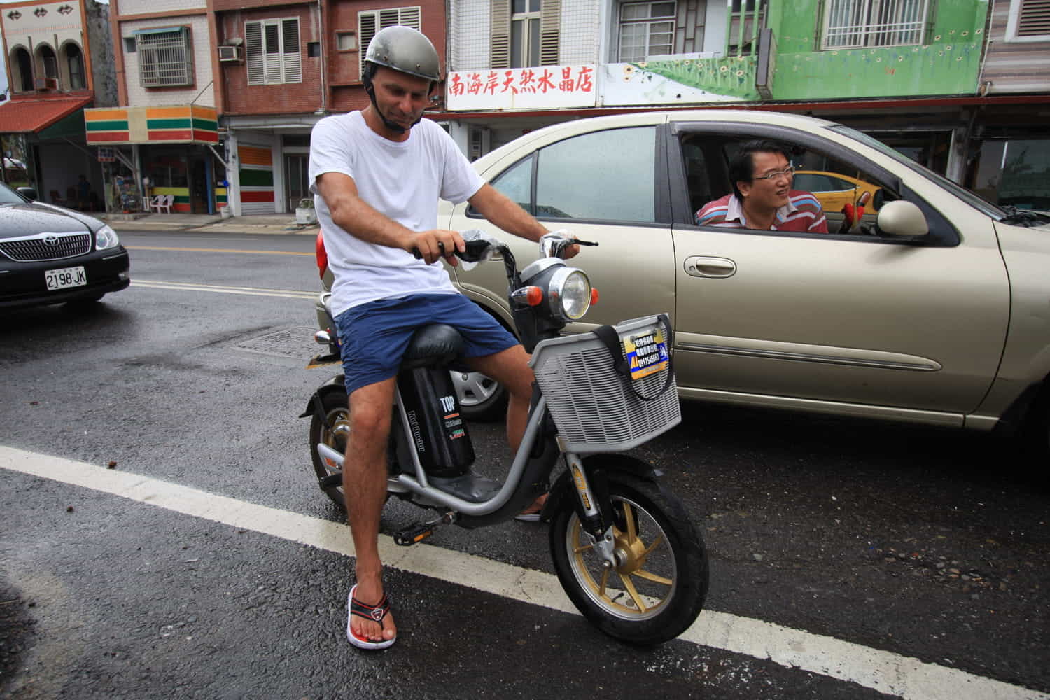 rider on a small electric scooter