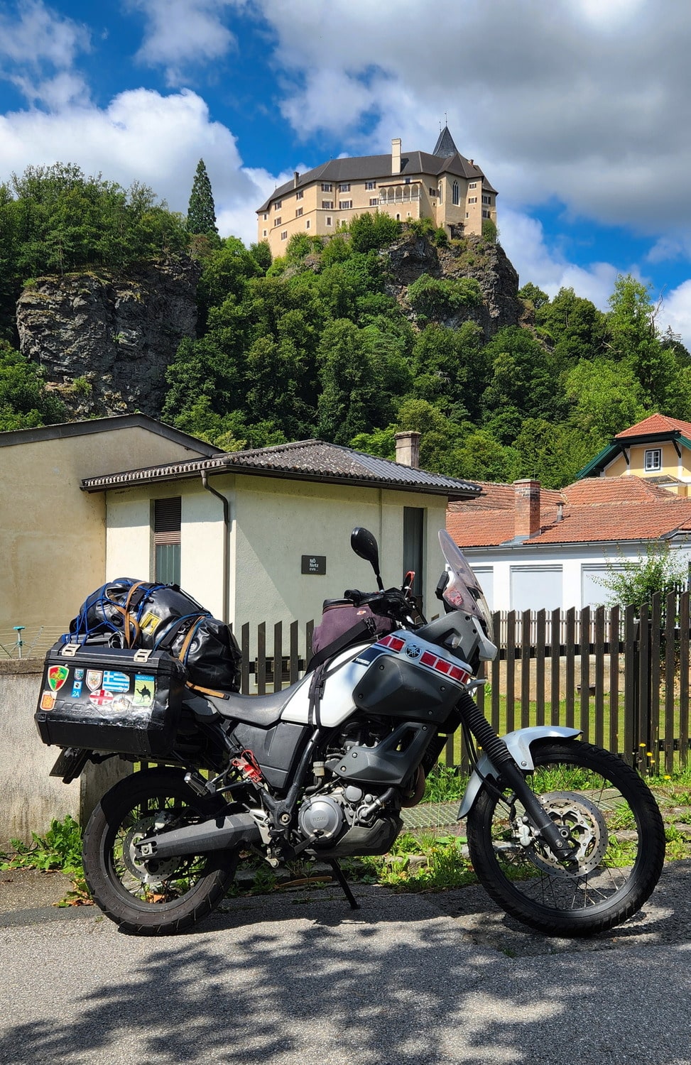 medieval castle perched atop a hill