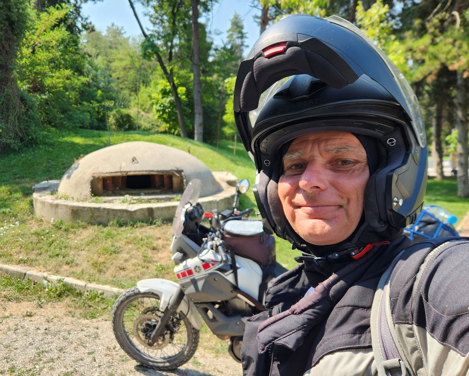 selfie next to a bunker