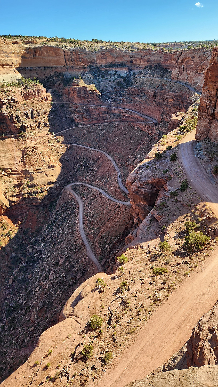 view of switchbacks climbing out of a canyon
