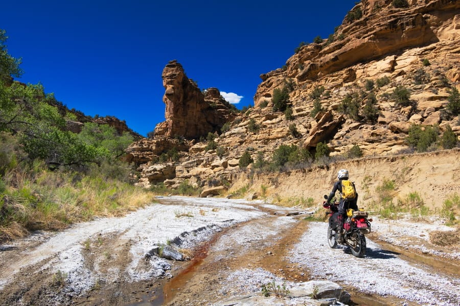rider going through a canyon