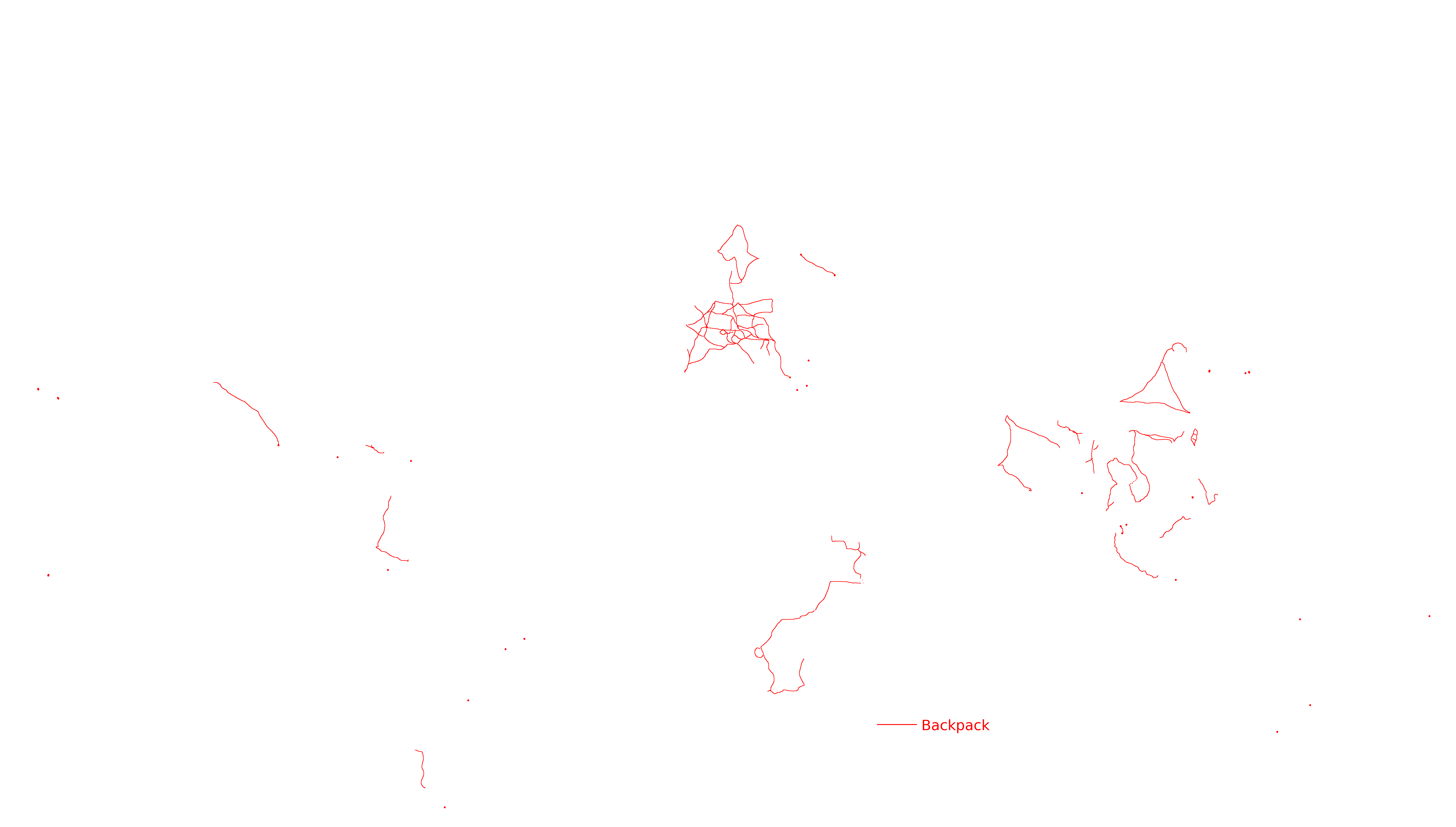 Map of the world with various routes