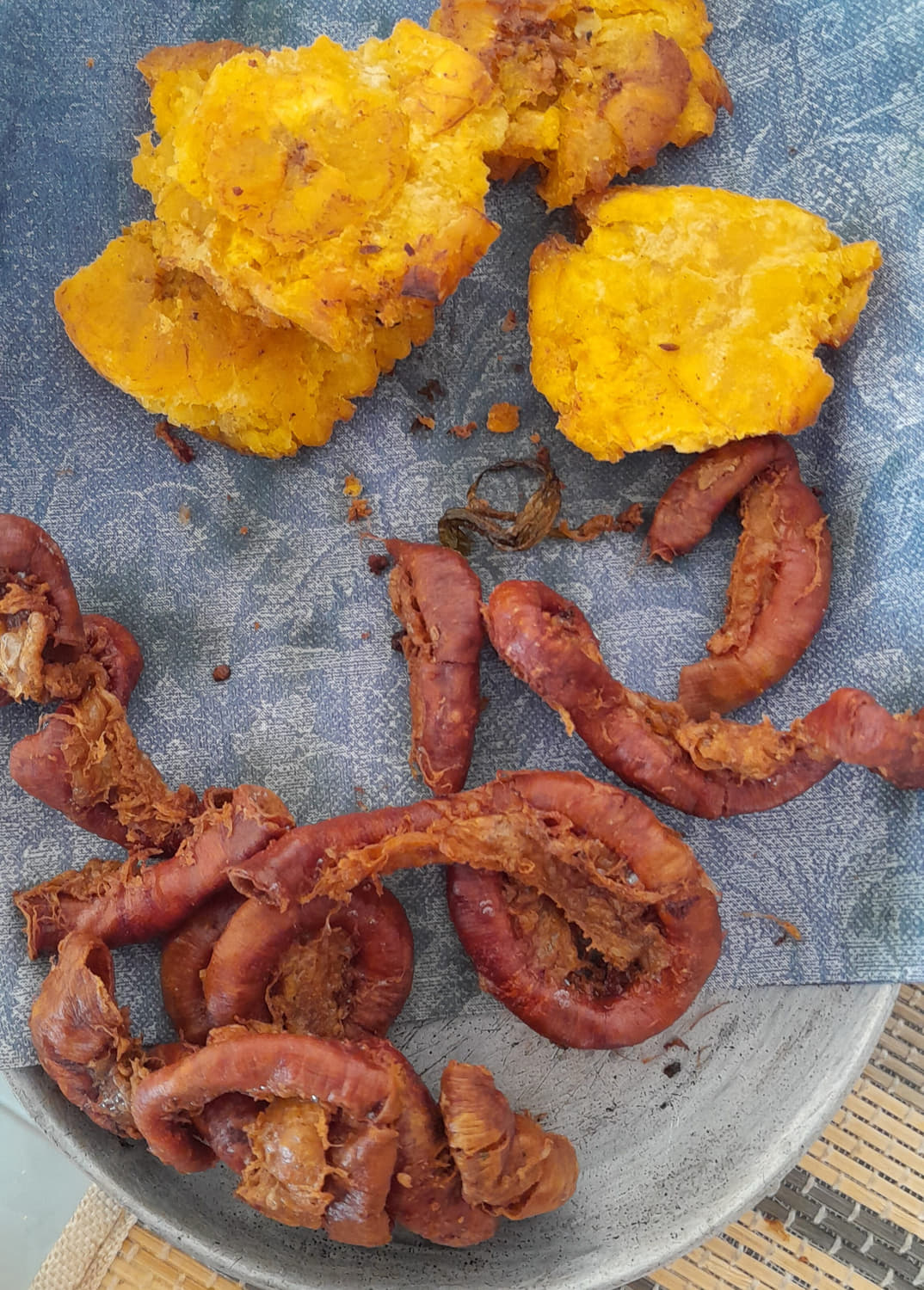 grilled intestines and smashed platanos