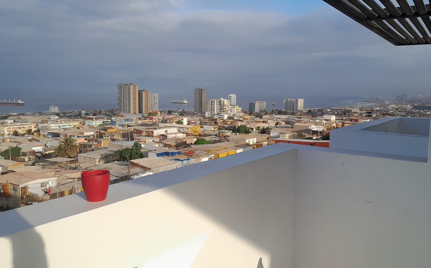 rooftop terrace overlooking Antofagasta coastline