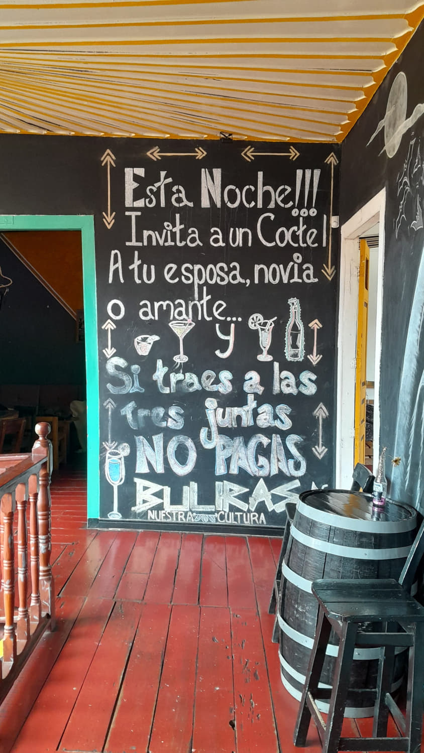 A sign in a restaurant