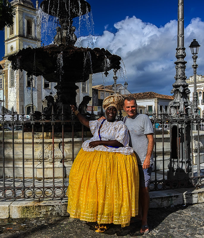 Lady posing for tourists in Salvador
